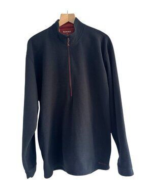 Simms Fishing Products Men's Sz 2XL Black Fleece Quarter Zip Pullover